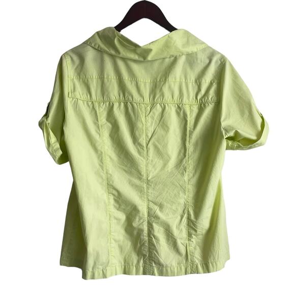 Chicos Women Jacket Top Collar Neck Short Cuff Sleeve Pockets Front Zip L Green - Picture 3 of 9